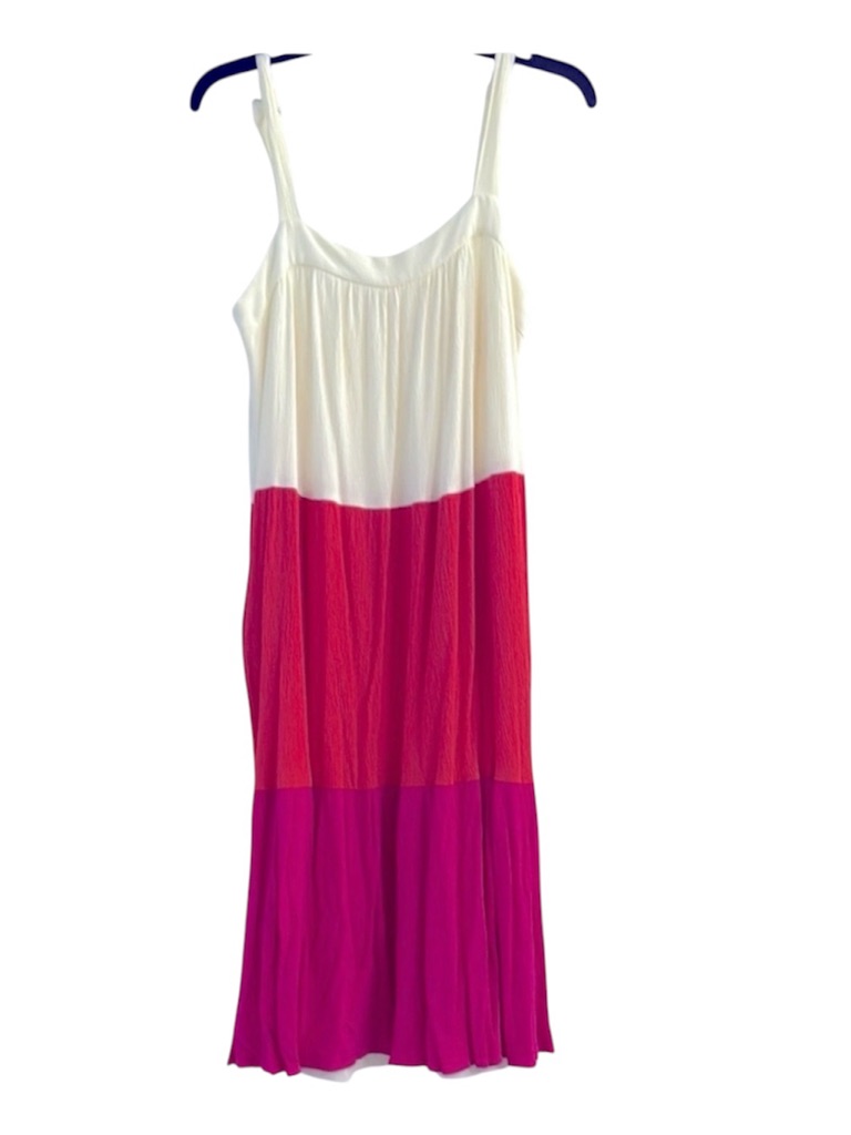 Vanilla Bay Cream And Pink Tiered Smocked Maxi Sundress Sz M